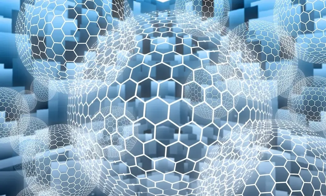 Abstract blue network of hexagonal mesh spheres, suggesting new software ideas built without a large budget.